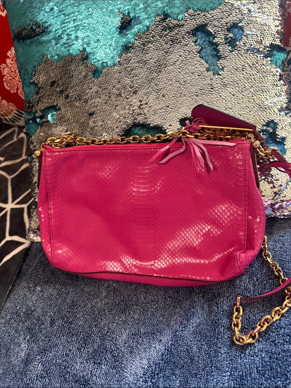 Ralph Lauren Hot Pink Chain Crossbody Bag